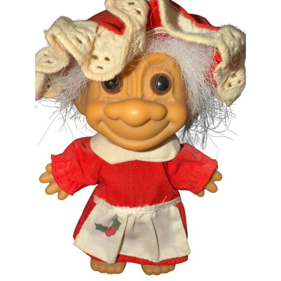 2 Vintage Troll Dolls 4 1/2" Russ Christmas Mr & Mrs Santa Claus - Picture 2 of 9